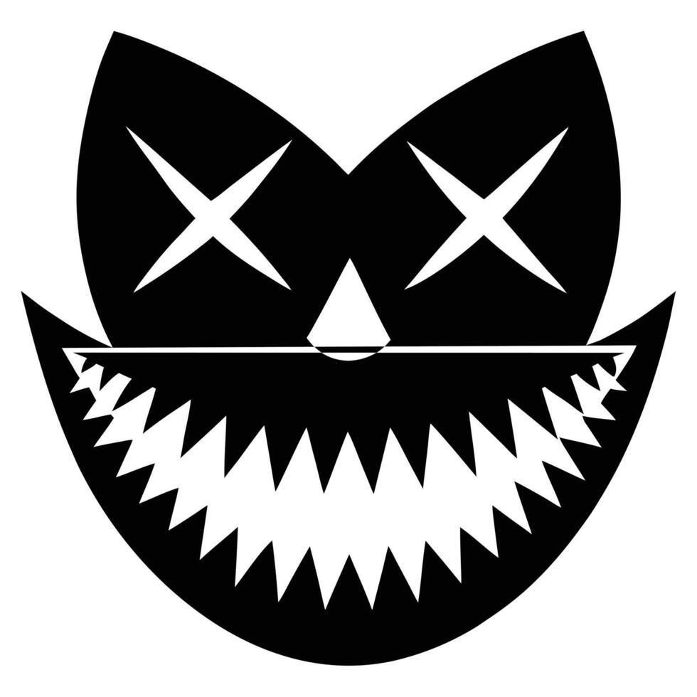 Menacing Black Cat Halloween Mask Design vector