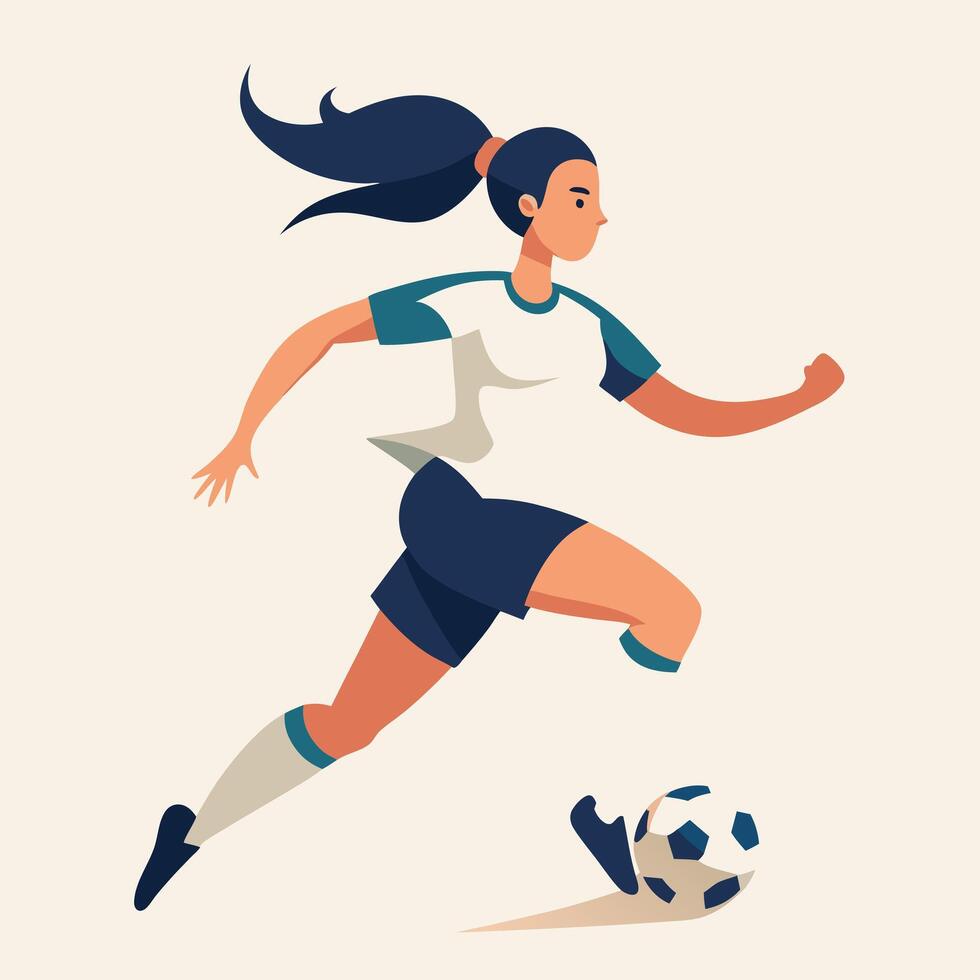 Female Soccer Player in Motion Dynamic Illustration vector
