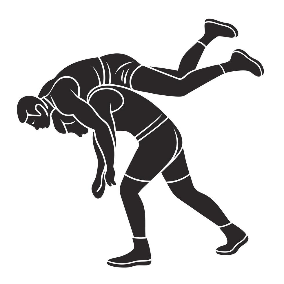 Wrestling Match Silhouette Action Graphic Design vector