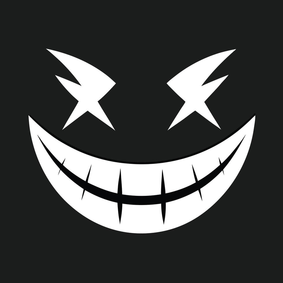 Evil Grinning Face with Star Eyes Graphic Design vector