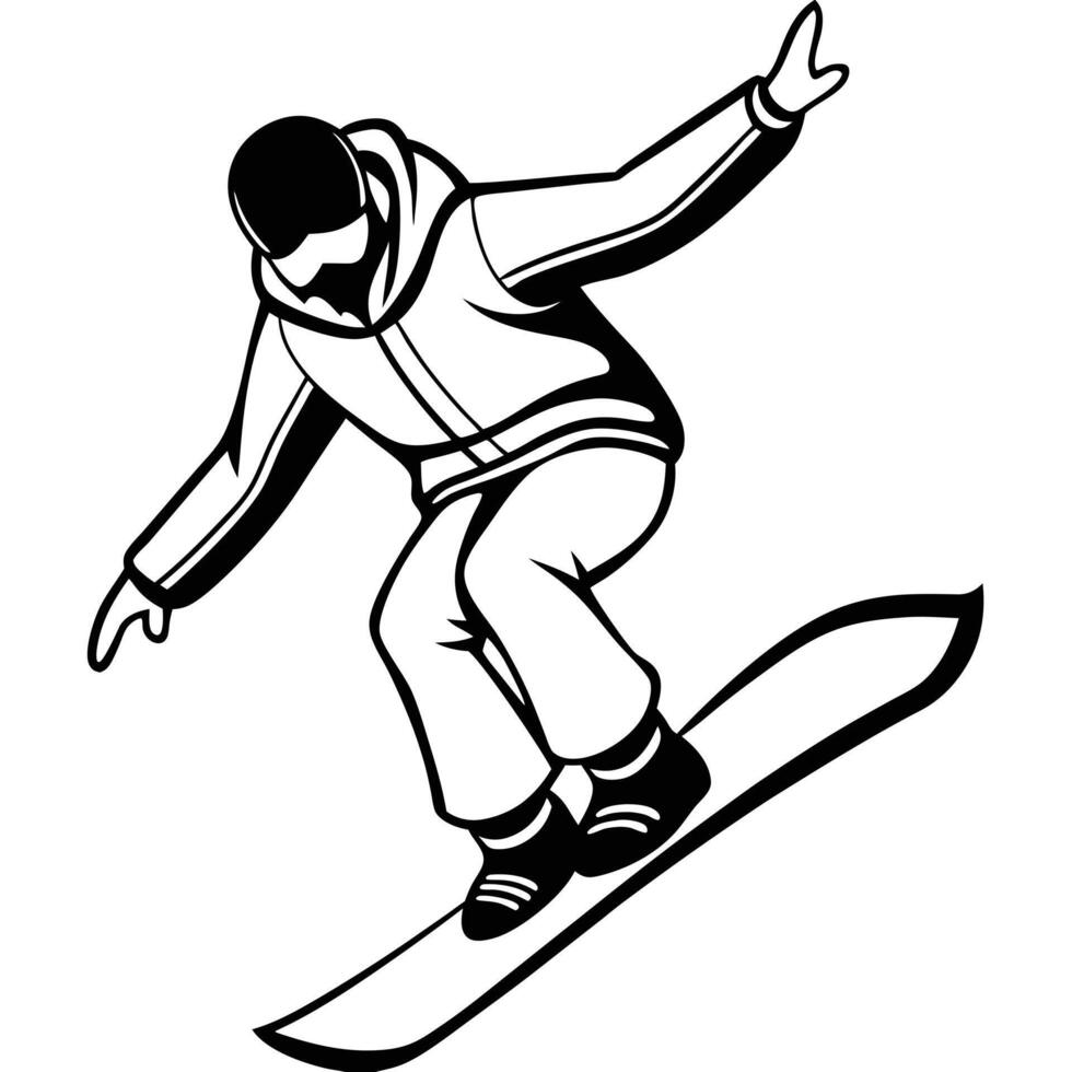 Snowboarder in mid-air action pose illustration vector
