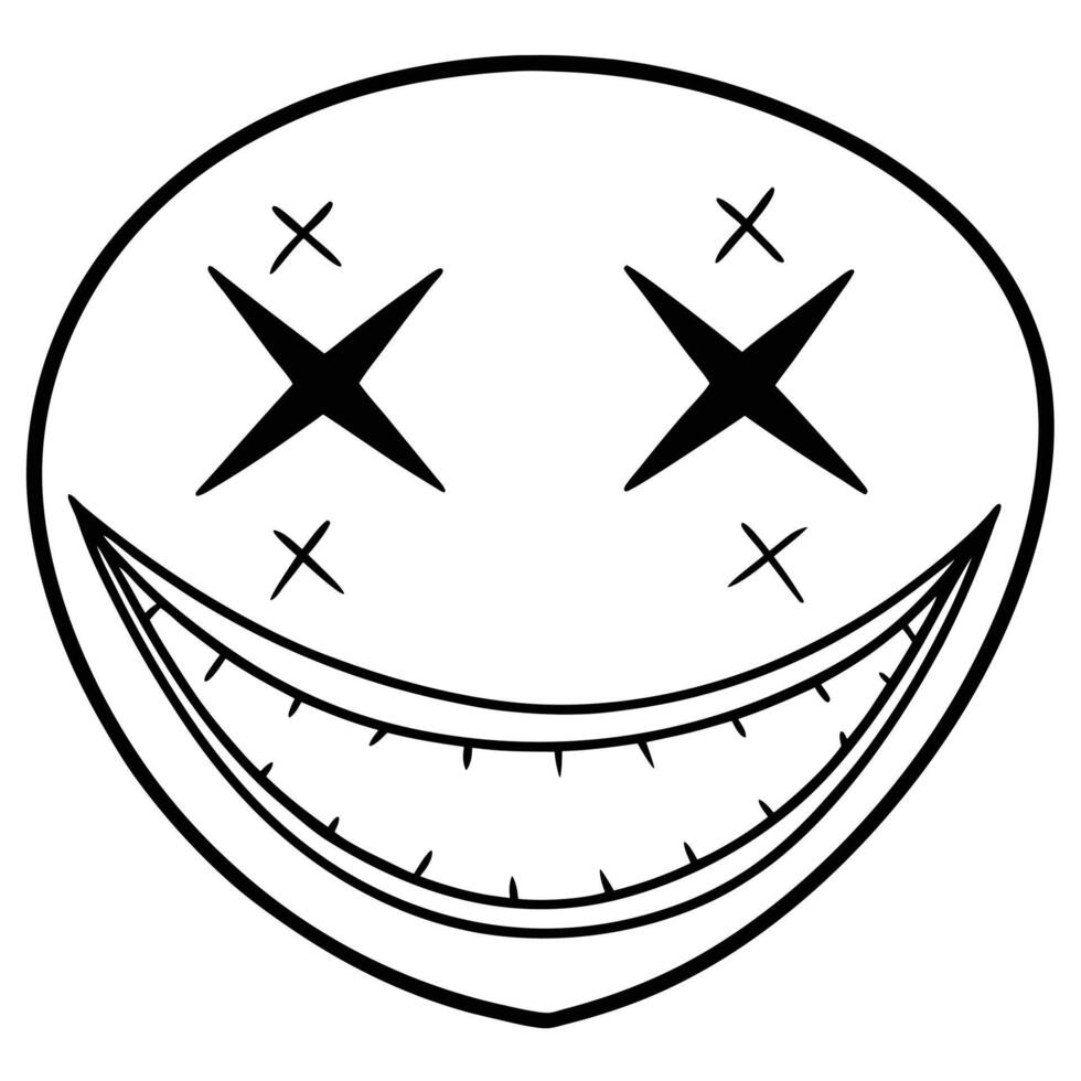 Crazy Cartoon Face with X Eyes and Wide Grin vector