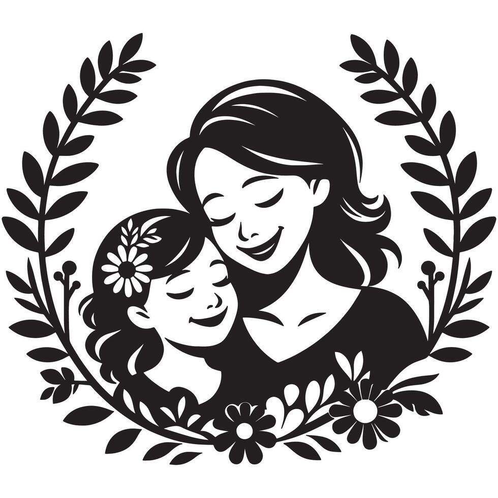Mother and Daughter A Loving Embrace, mothers day vector
