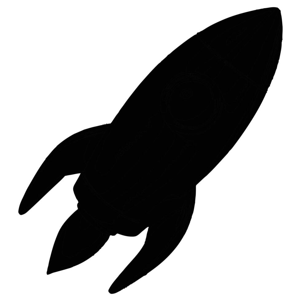 Black and white rocket launch silhouette for space exploration and future technology concepts vector