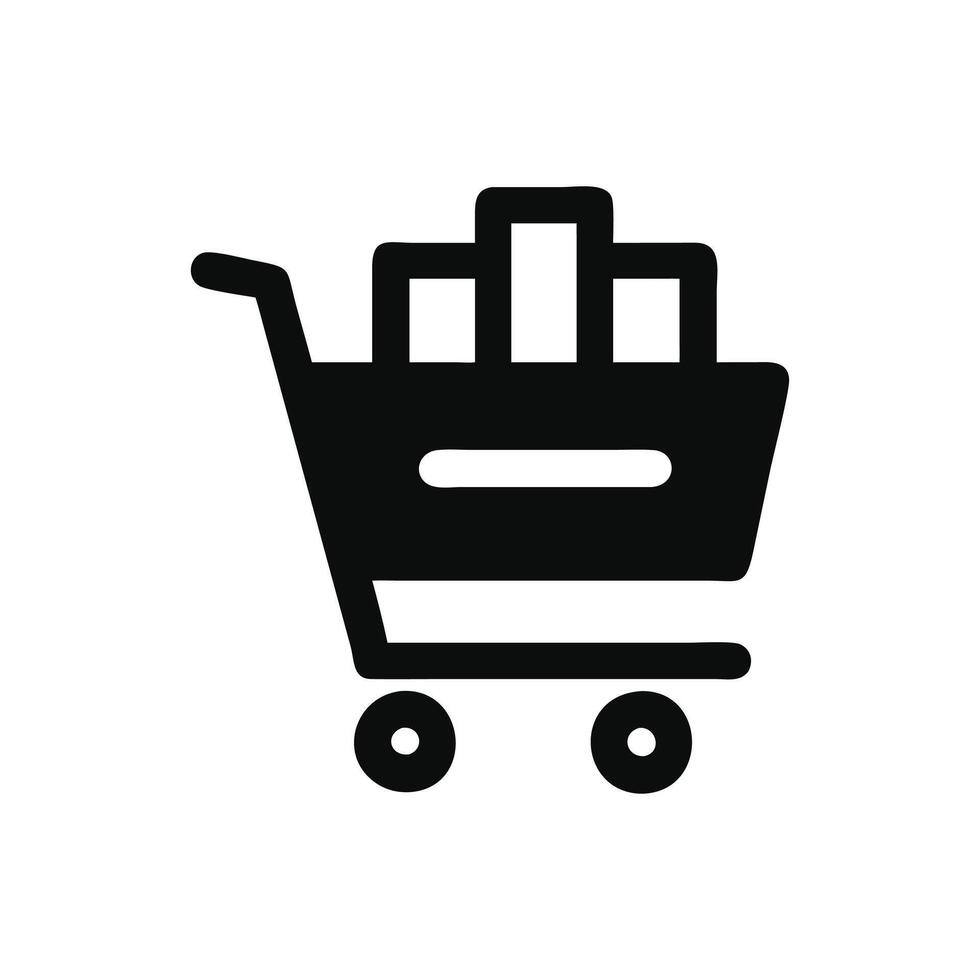 Icon of a shopping cart containing items. vector