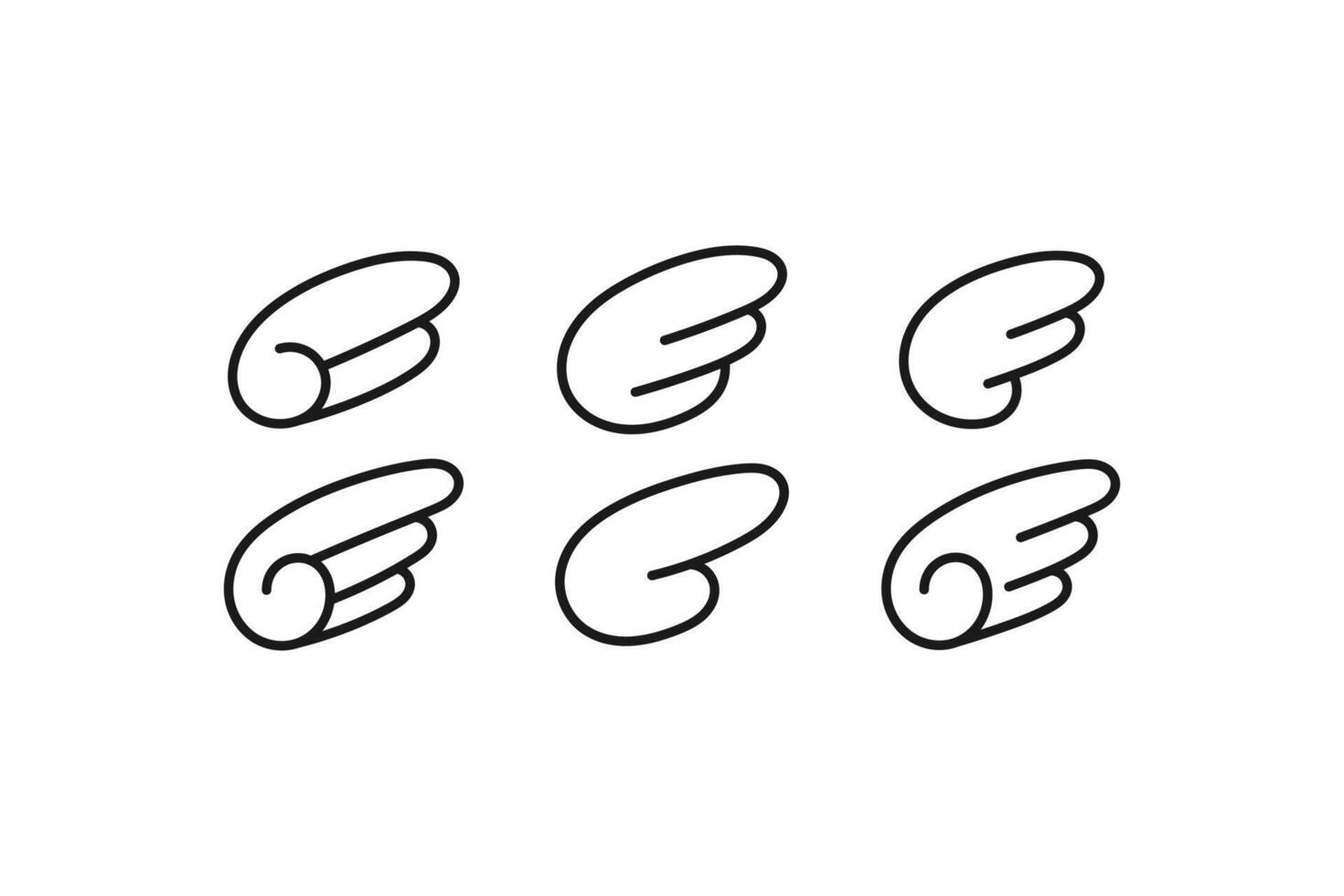 cute wings icon line set vector