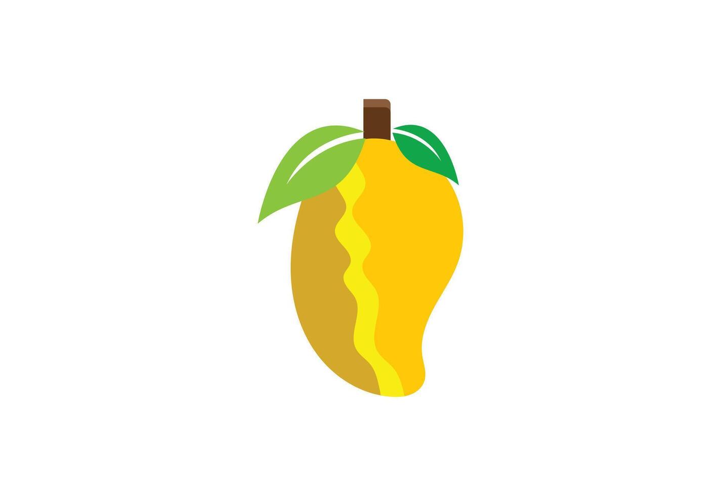 Fresh Mango with leaves logo design, design Template. vector