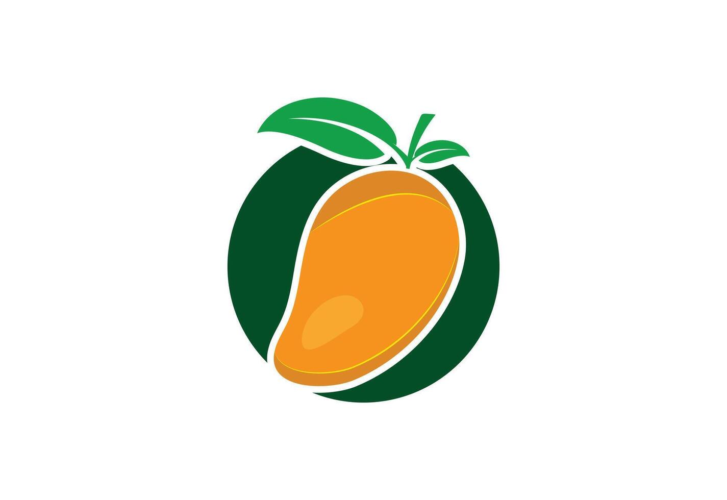 Fresh Mango with leaves logo design, design Template vector