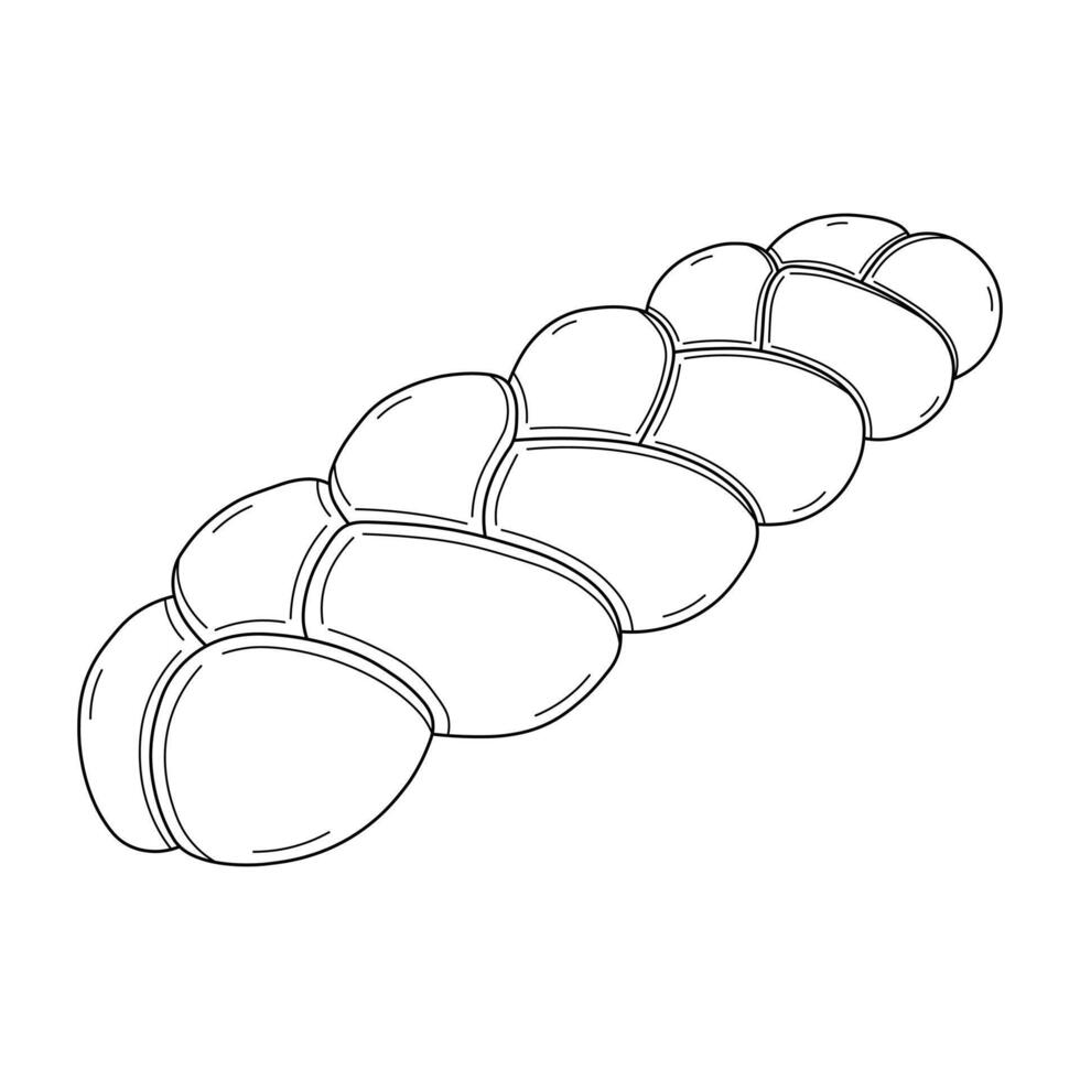 Hand drawn kids drawing illustration braided bread flat cartoon isolated vector