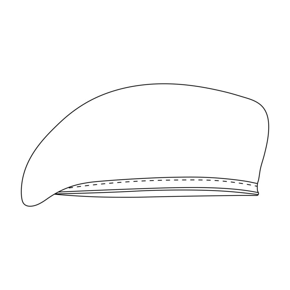 Hand drawn kids drawing illustration military beret flat cartoon isolated vector