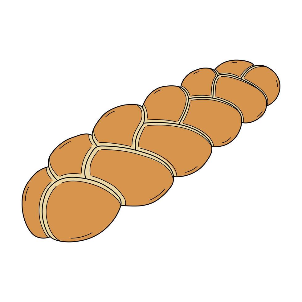 kids drawing illustration braided bread flat cartoon isolated vector
