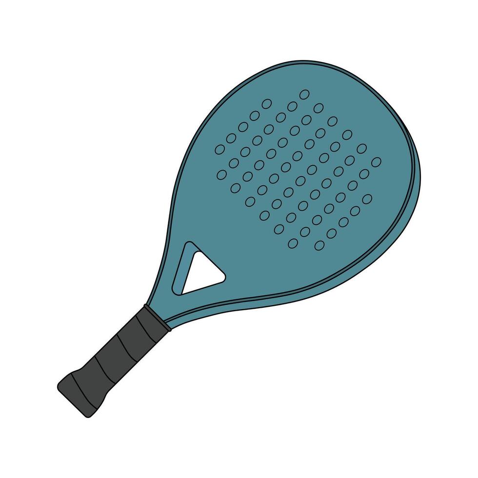 kids drawing illustration padel racket flat cartoon isolated vector