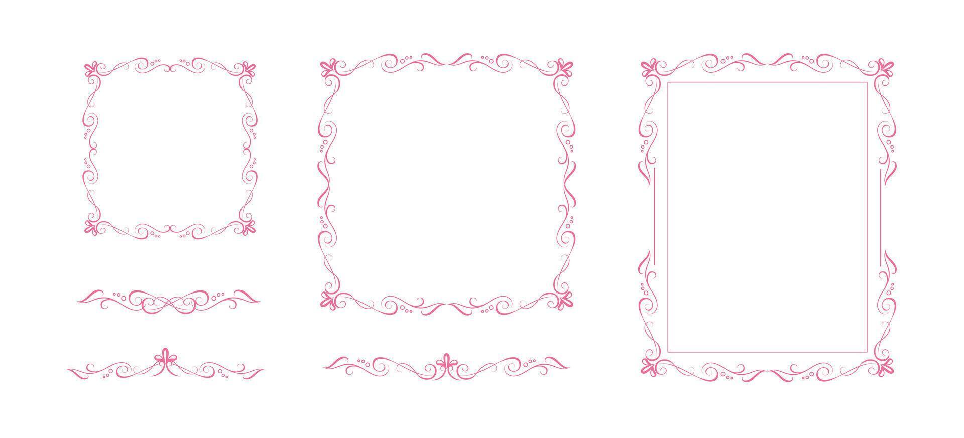 Set of 3 coquette bow frames and 3 text delimiters vector