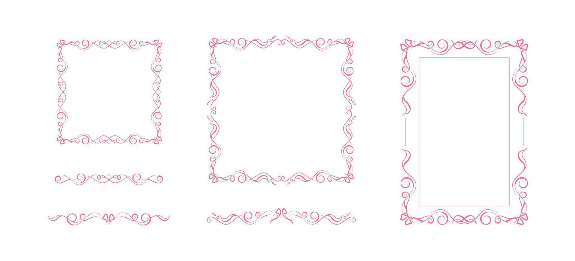 Coquette bow frames, delimiter vignettes vector