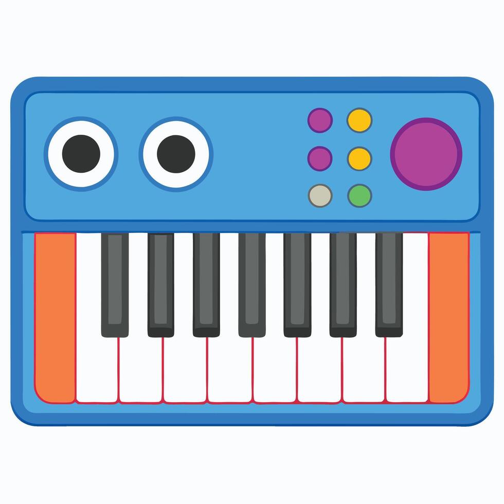 Retro Synthesizer Keyboard in Flat Design vector