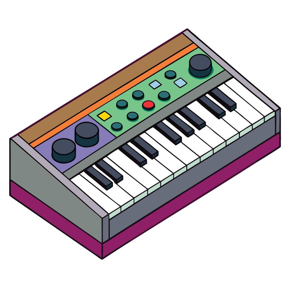 Synthesizer in Flat Minimal Style vector