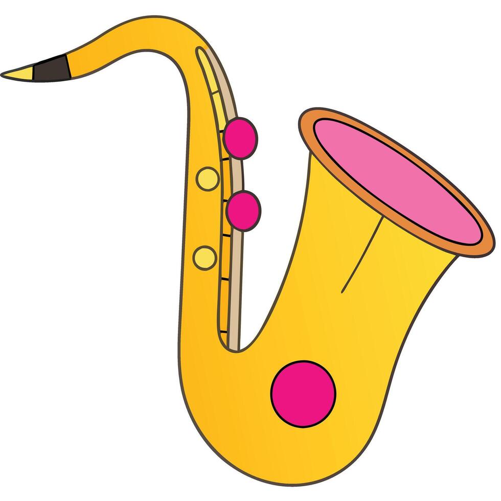 Flat Saxophone Musical Instrument Clipart vector
