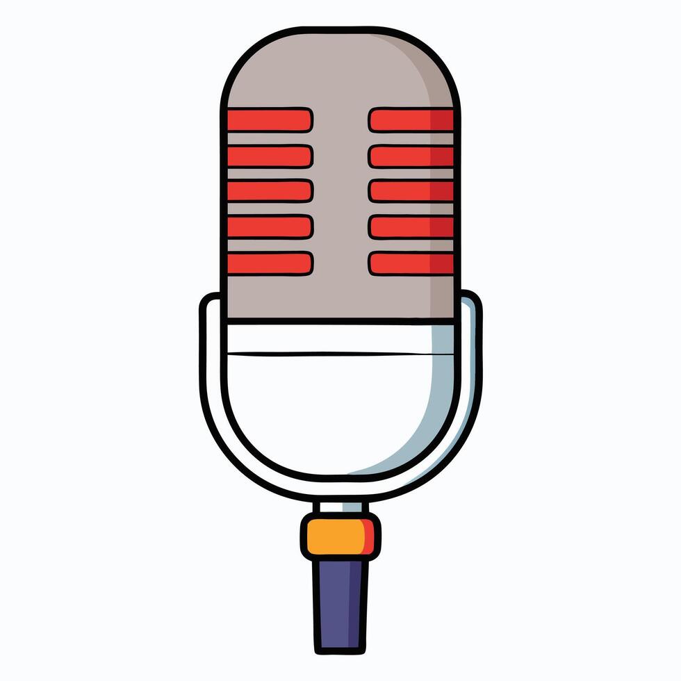 Solid Color Microphone on White Background vector