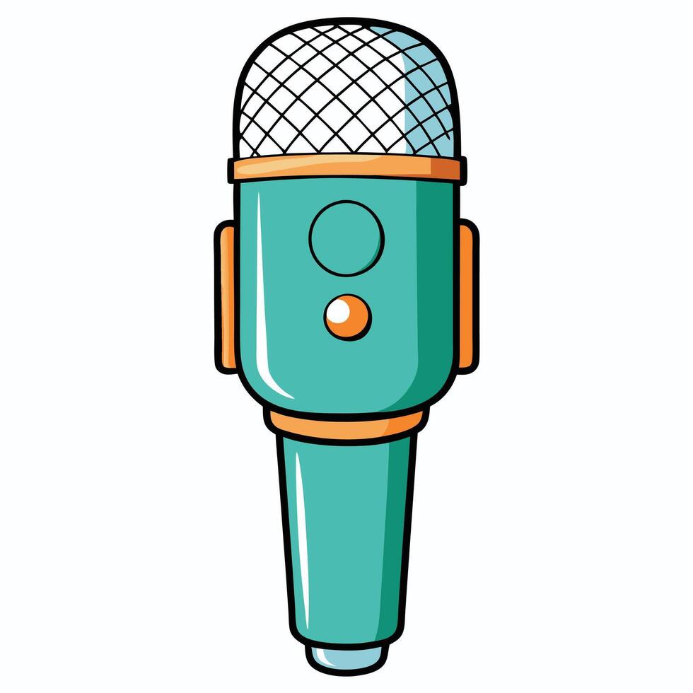 Retro Microphone Illustration in Flat Style vector