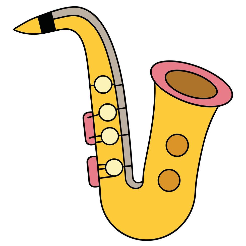 Bold Color Saxophone in Flat Style vector