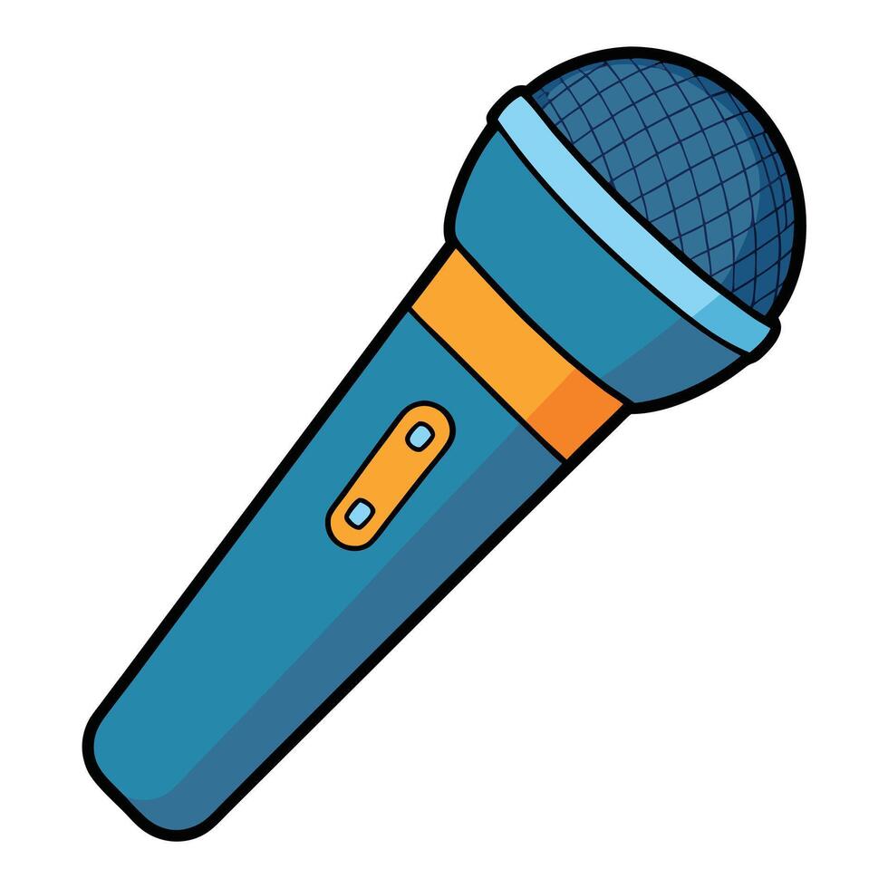 Flat Media Microphone Illustration on White vector