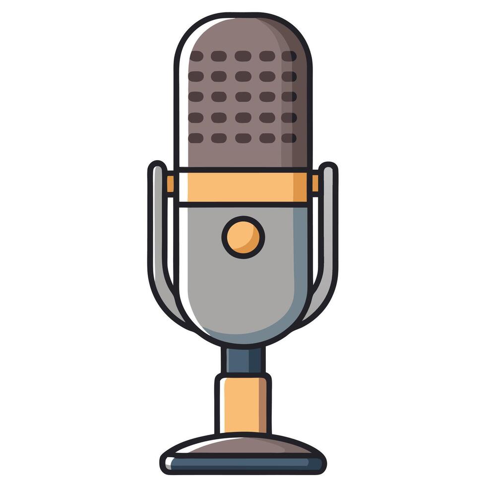 Clean Flat Mic Clipart with Bold Color vector