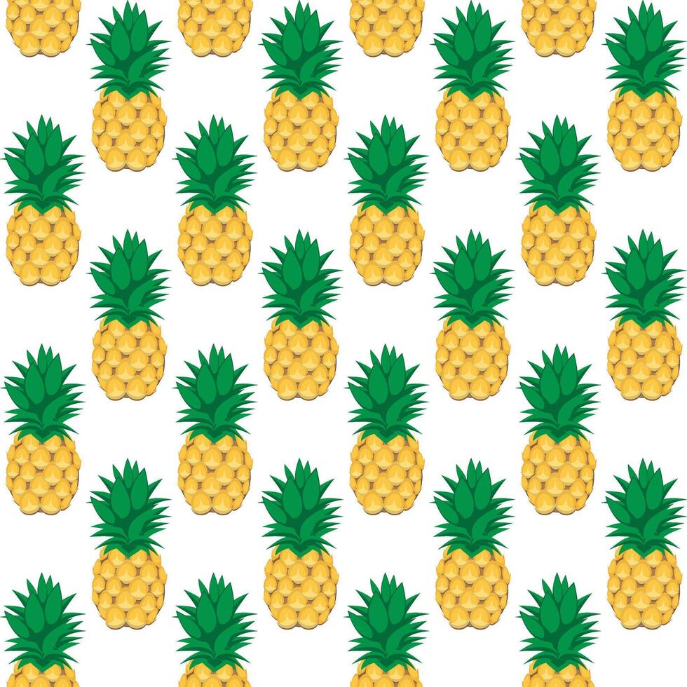 Pineapple fruit seamless pattern white background retro style illustrator vector