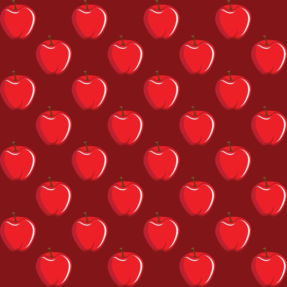 Apple fruit abstract seamless pattern maroon background retro style illustrator vector