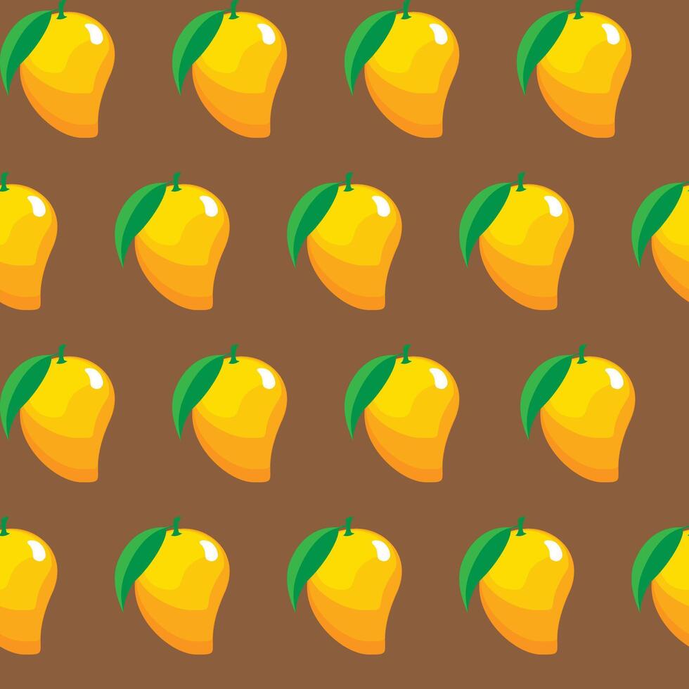 Mango fruit seamless pattern brown background retro style illustrator vector