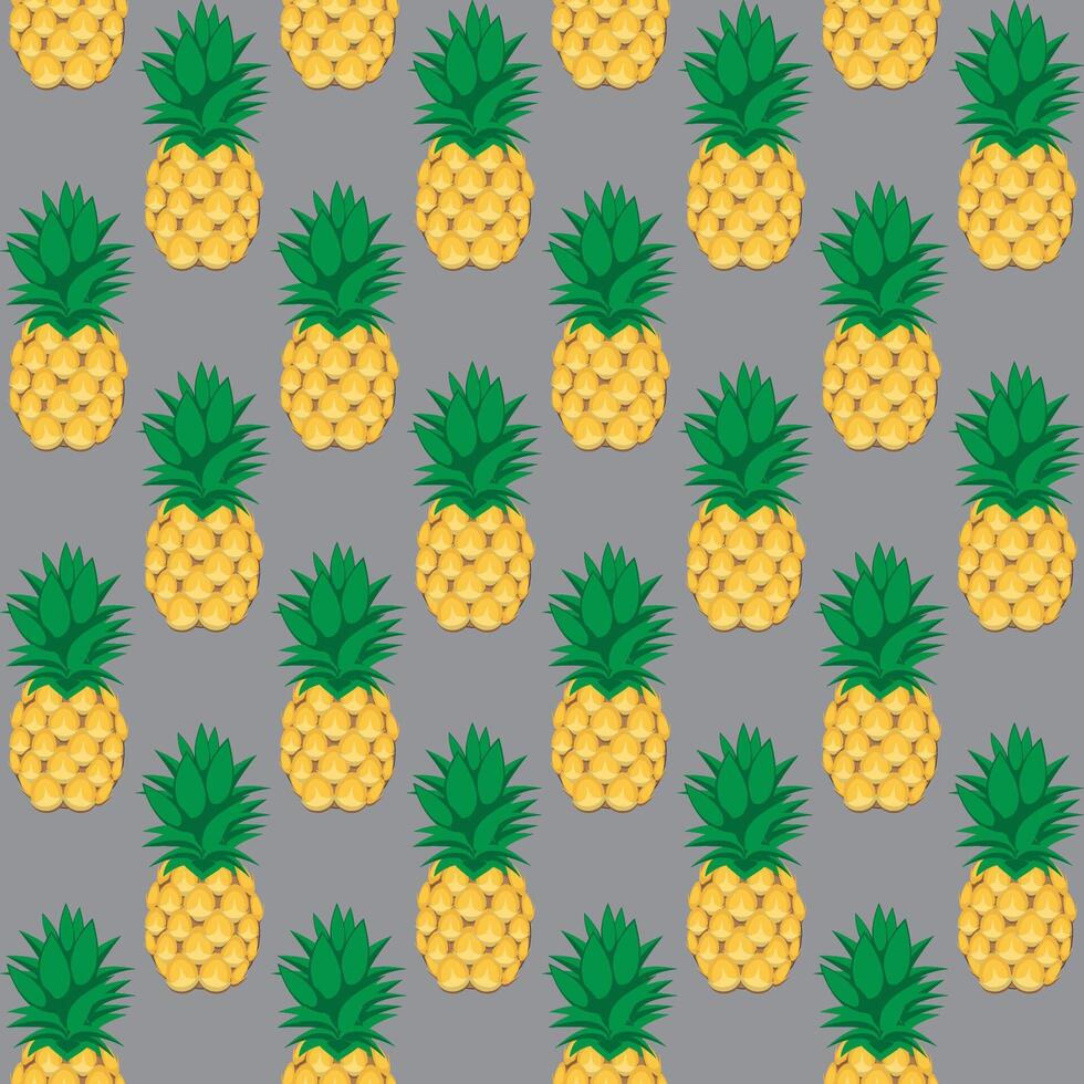 Pineapple fruit seamless pattern grey background retro style illustrator vector