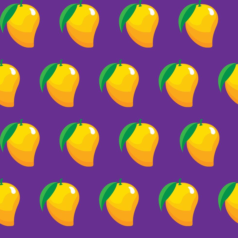 Mango fruit seamless pattern purple background retro style illustrator vector