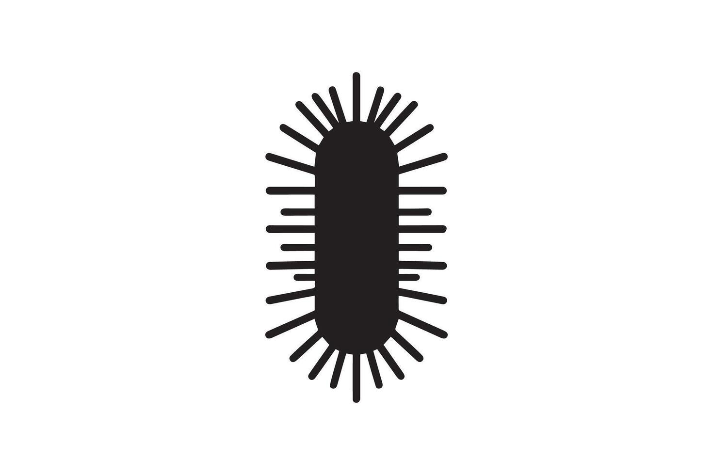 A black and white illustration of a bacterium vector