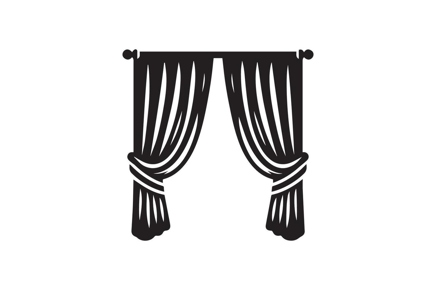 A black and white illustration of a curtain vector