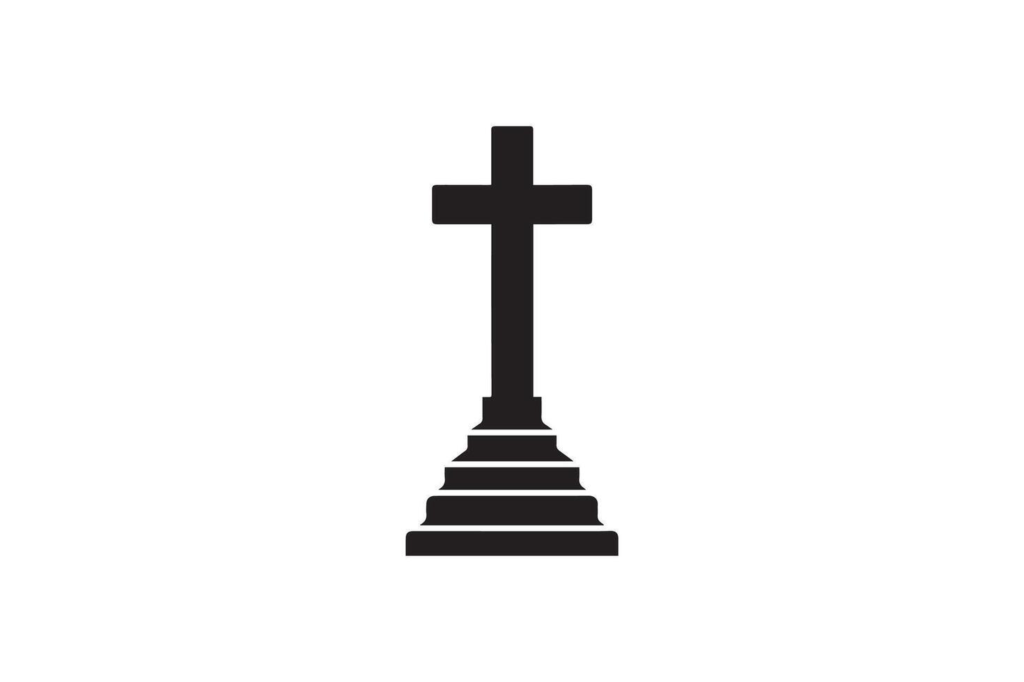 A cross on top of a tower icon vector