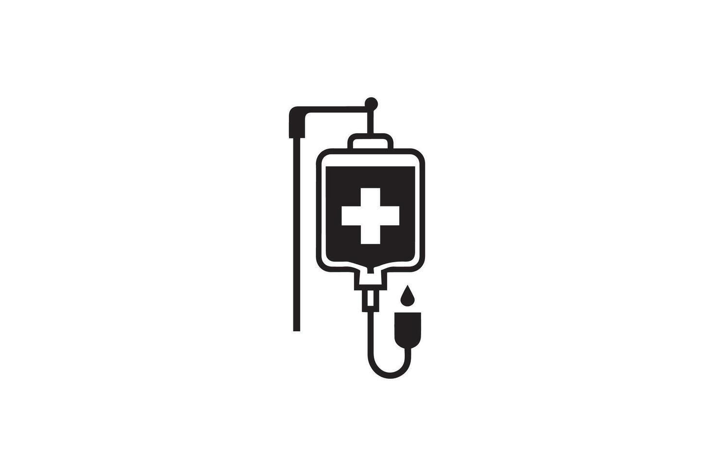 A black and white icon of an iv bag vector