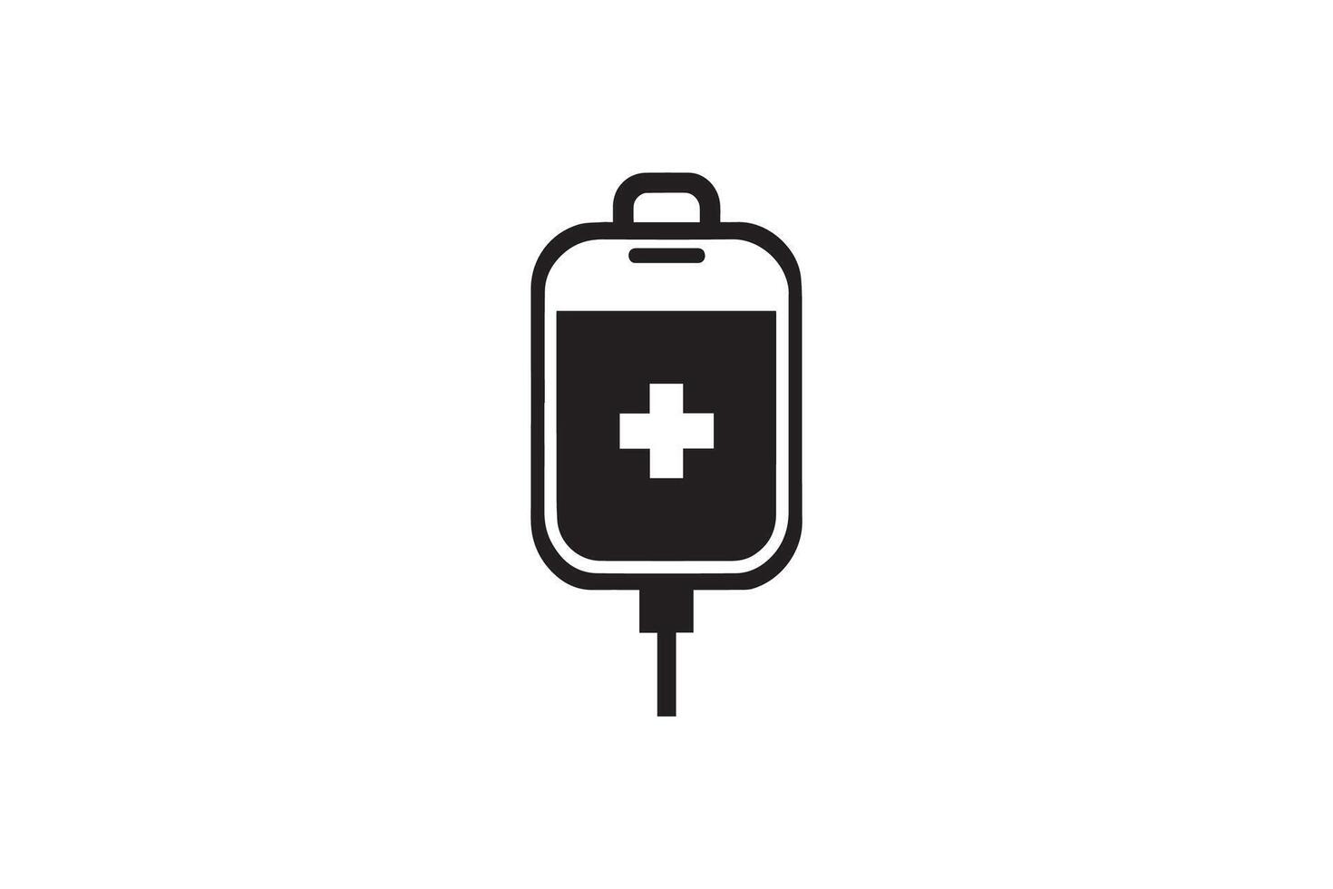 A black and white image of a blood bag vector