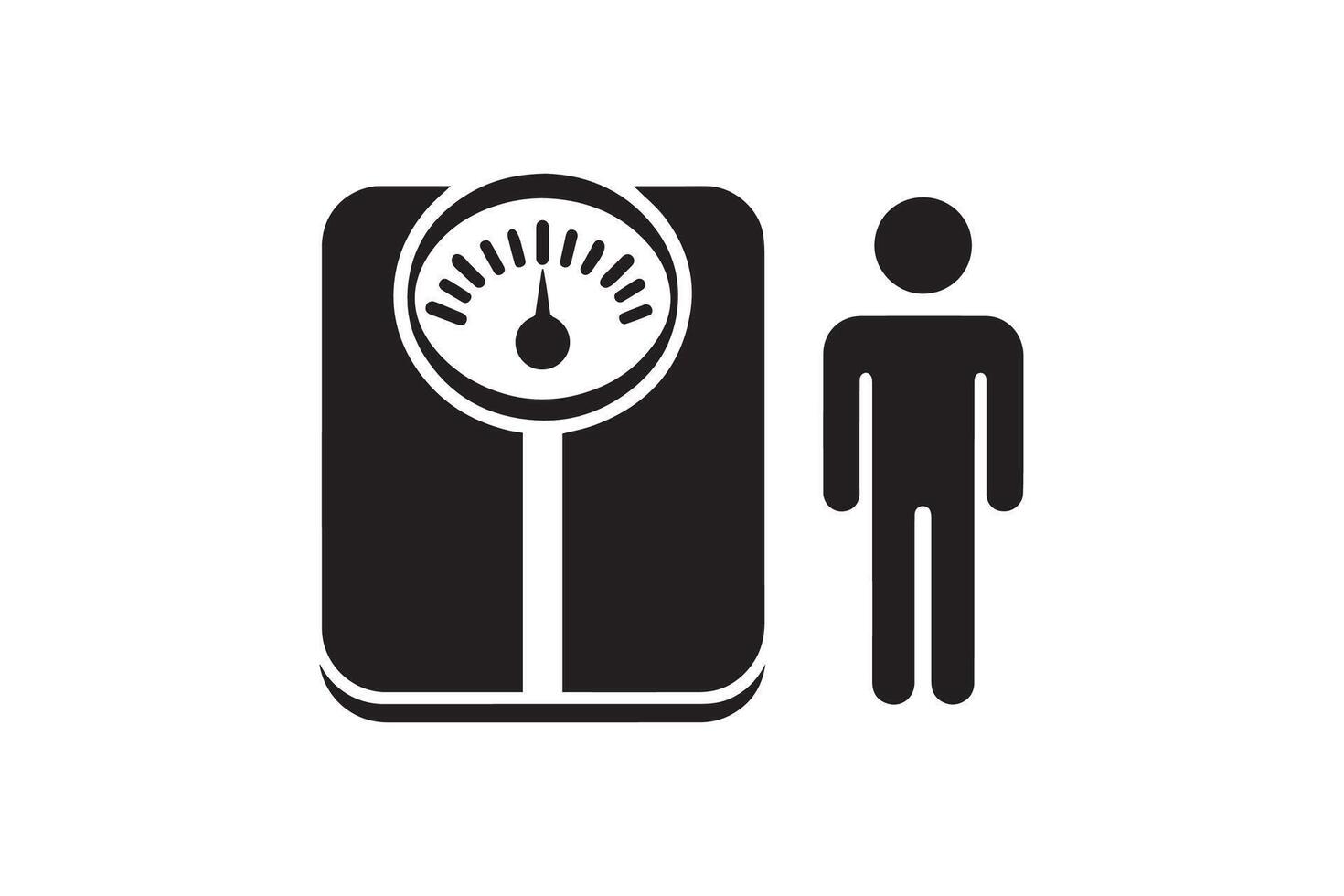 A man is standing next to a scale vector