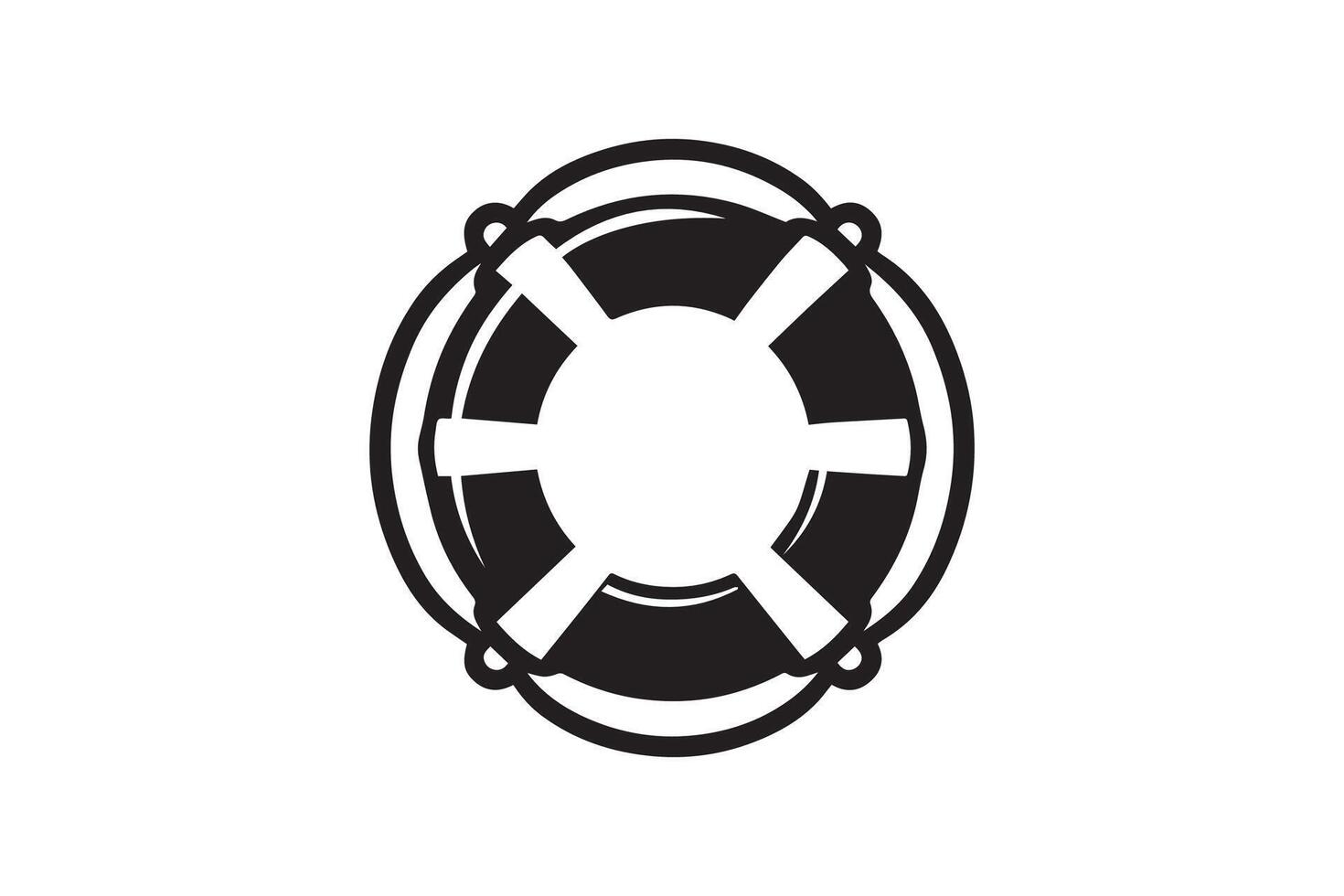 A black and white illustration of a life preserver vector