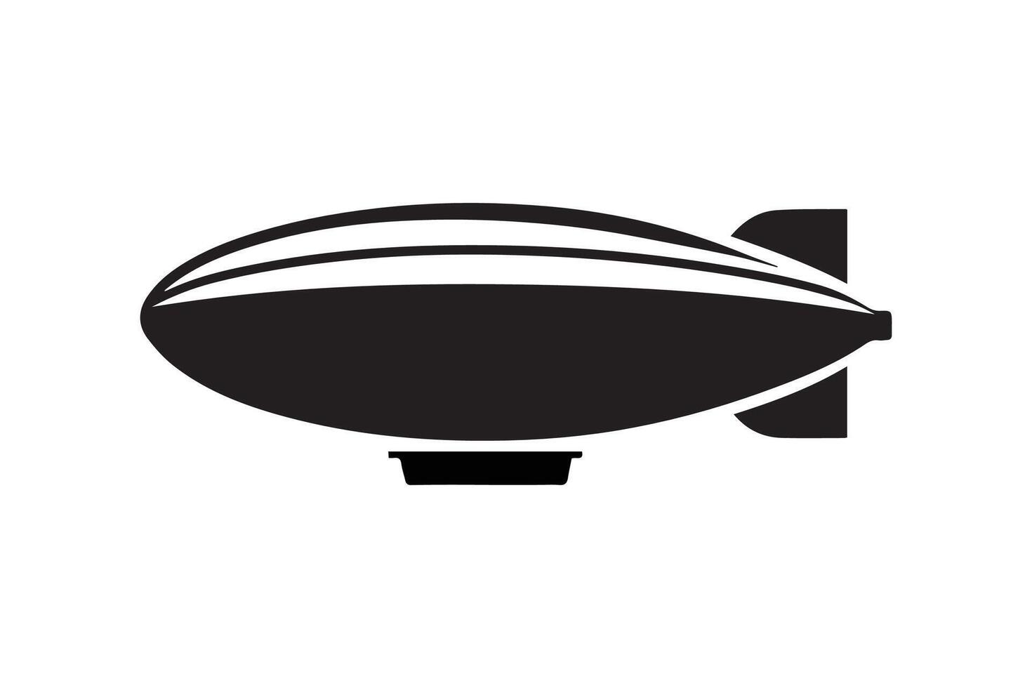 A black and white illustration of a flying blimp vector