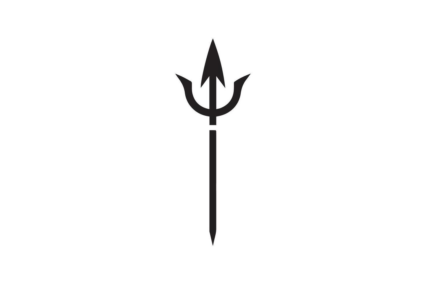 A black and white image of a trident vector