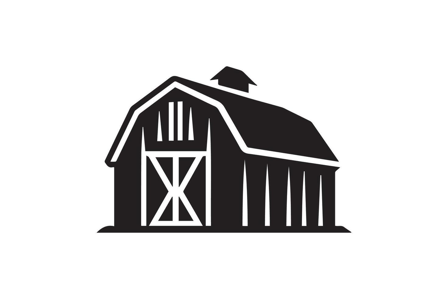 A black and white barn icon on a white background vector