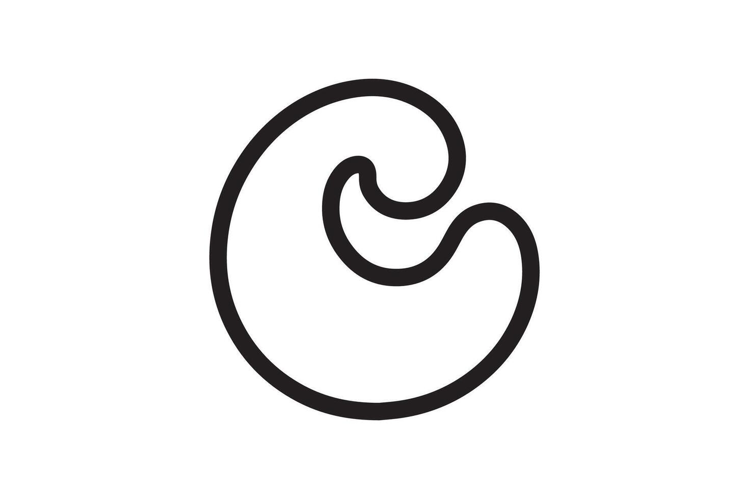 A black and white drawing of a letter c vector