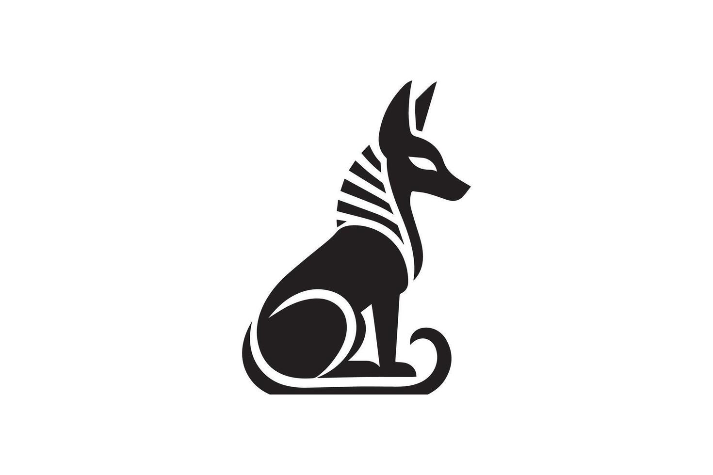 Anubis black and white logo on white background vector