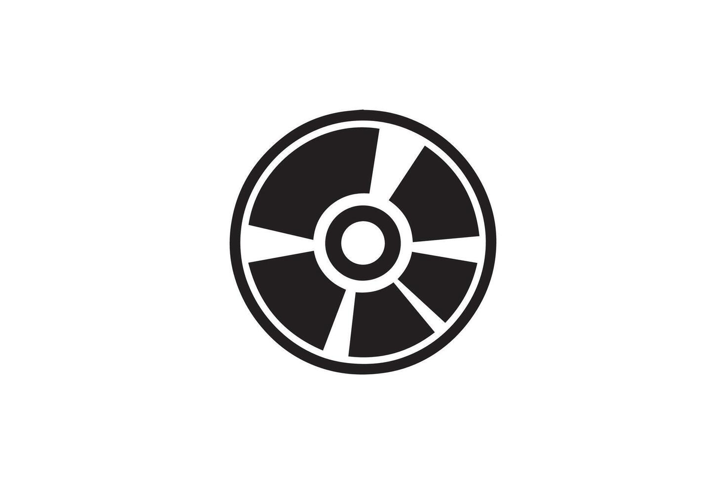 A black and white image of a disk icon vector