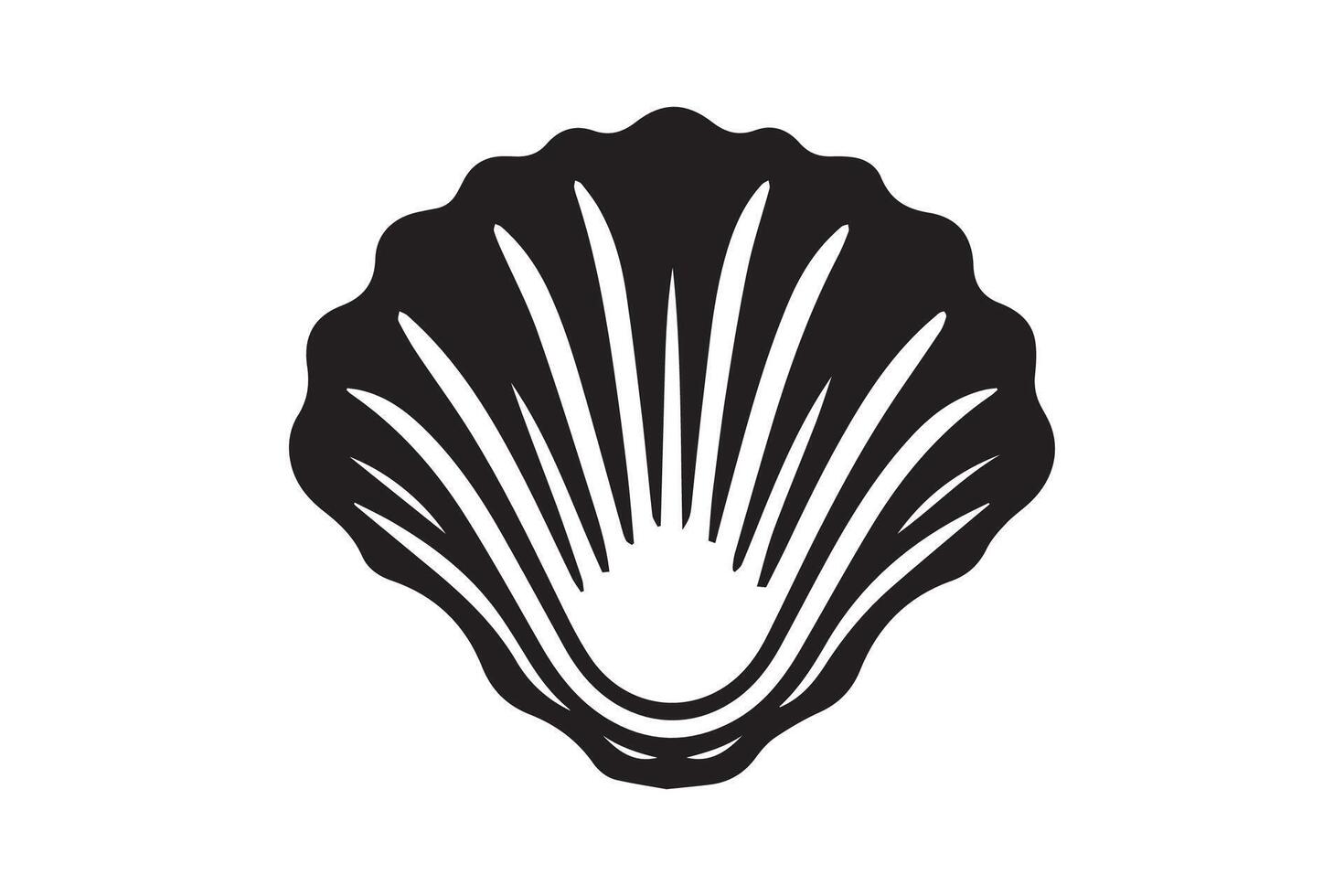 A black and white shell icon on a white background vector