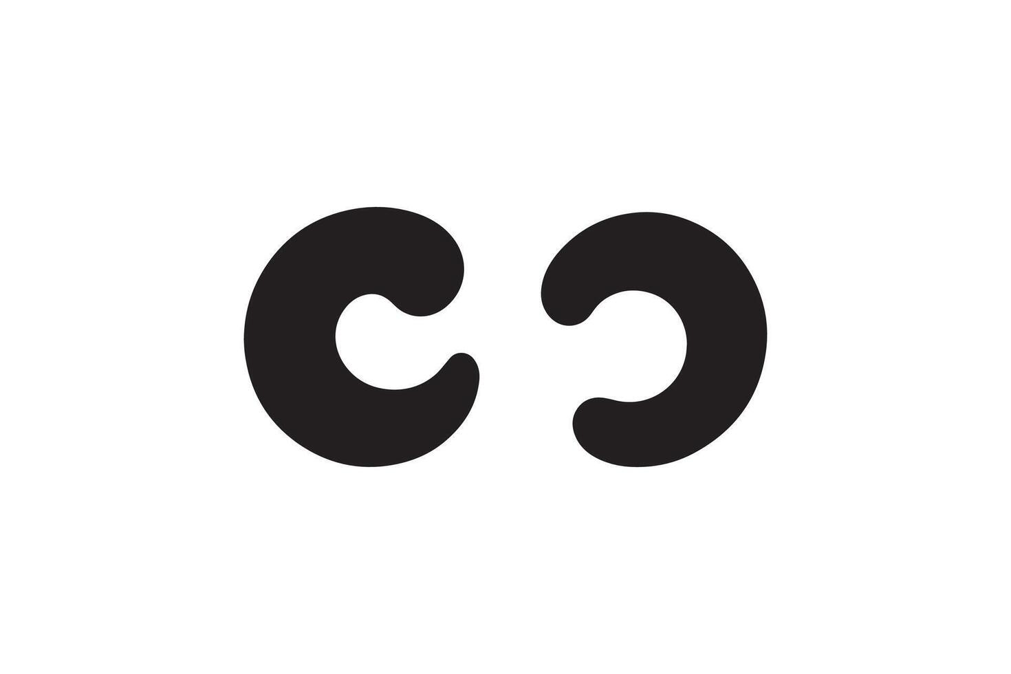 A black and white image of two black c's vector