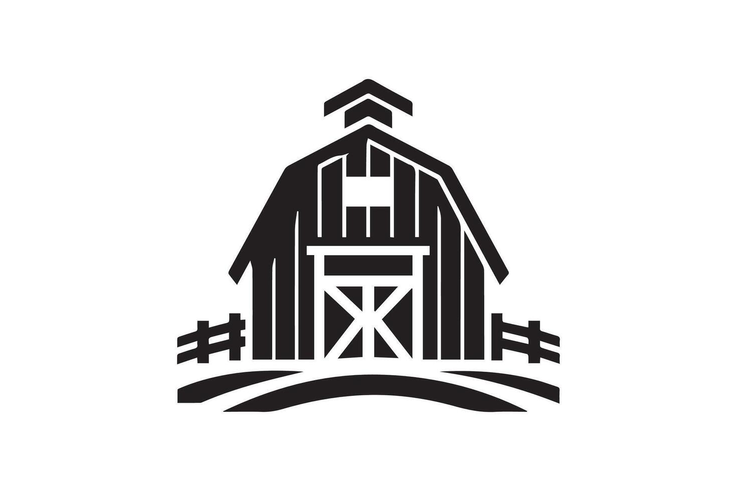 A black and white logo for a farm vector