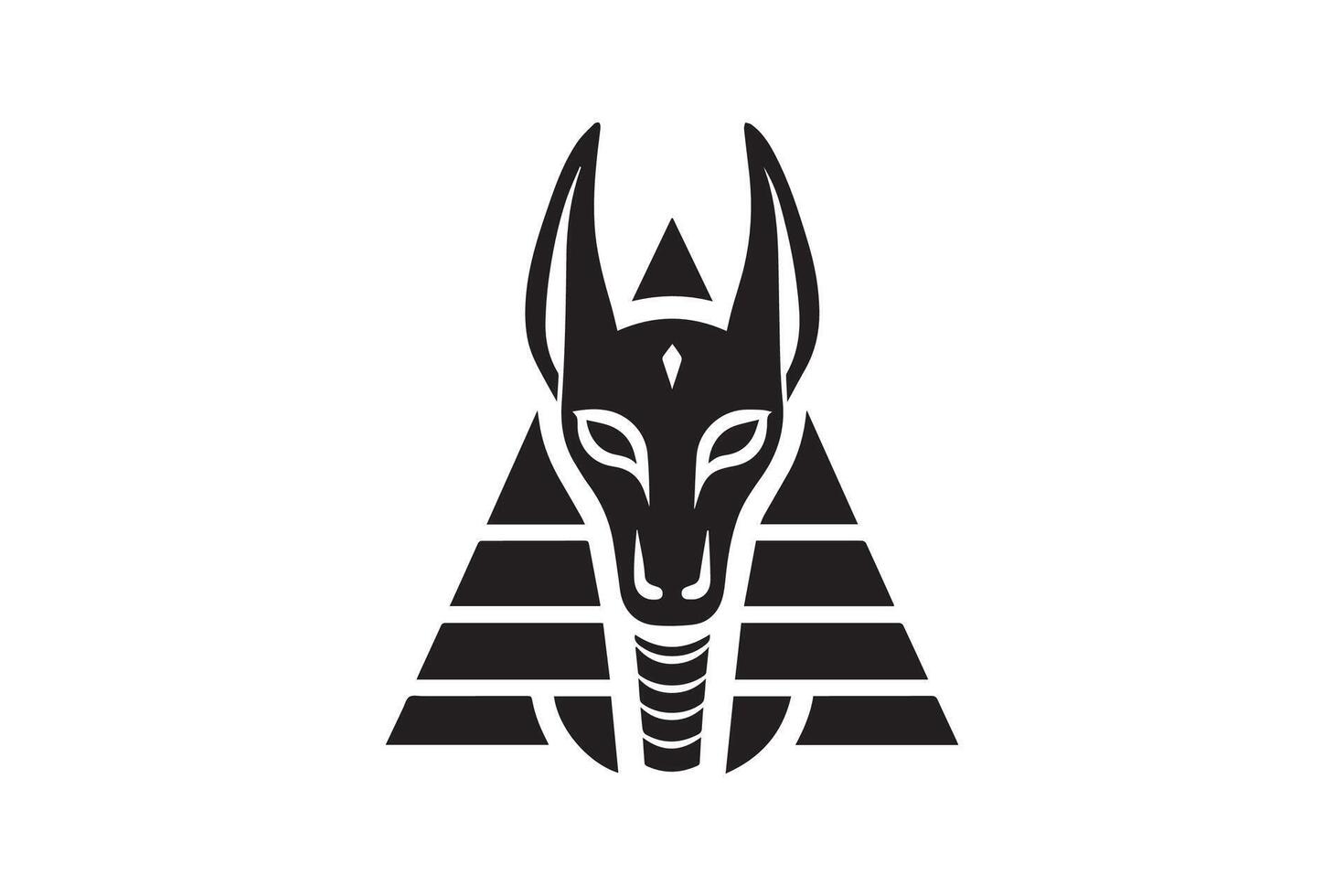 Anubis head logo, black and white vector