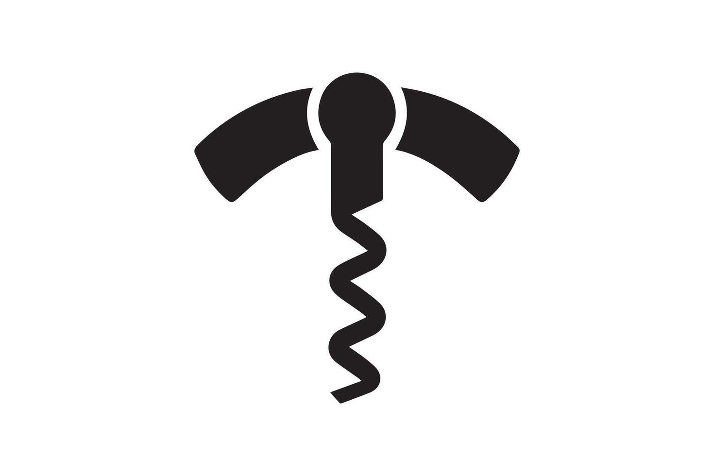 A black and white icon of a corkscrew vector