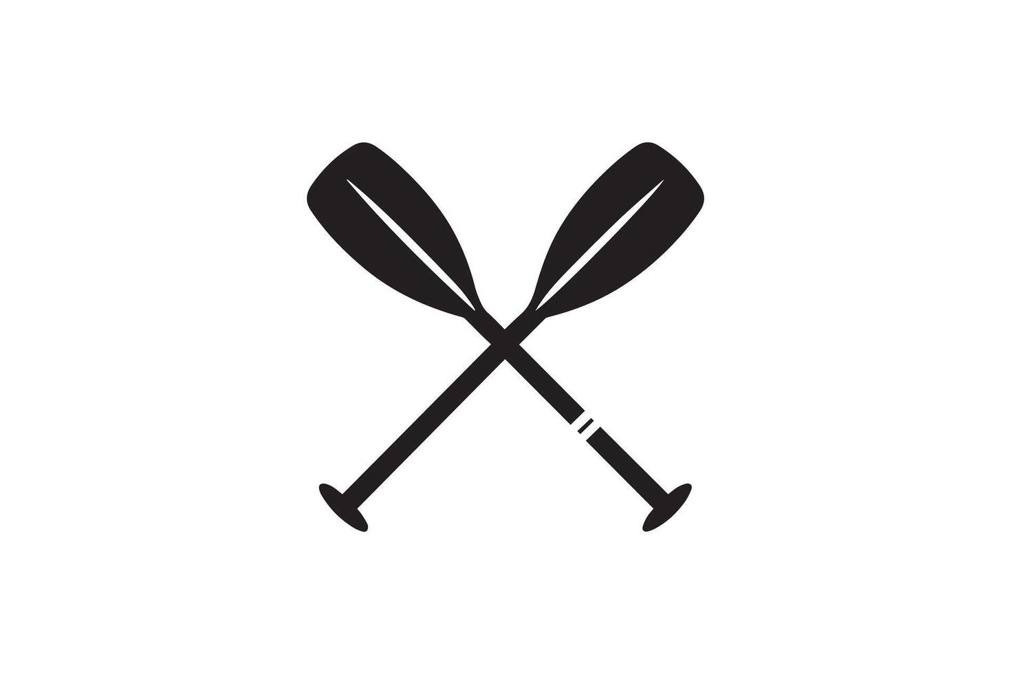 Two paddles are shown in black and white vector